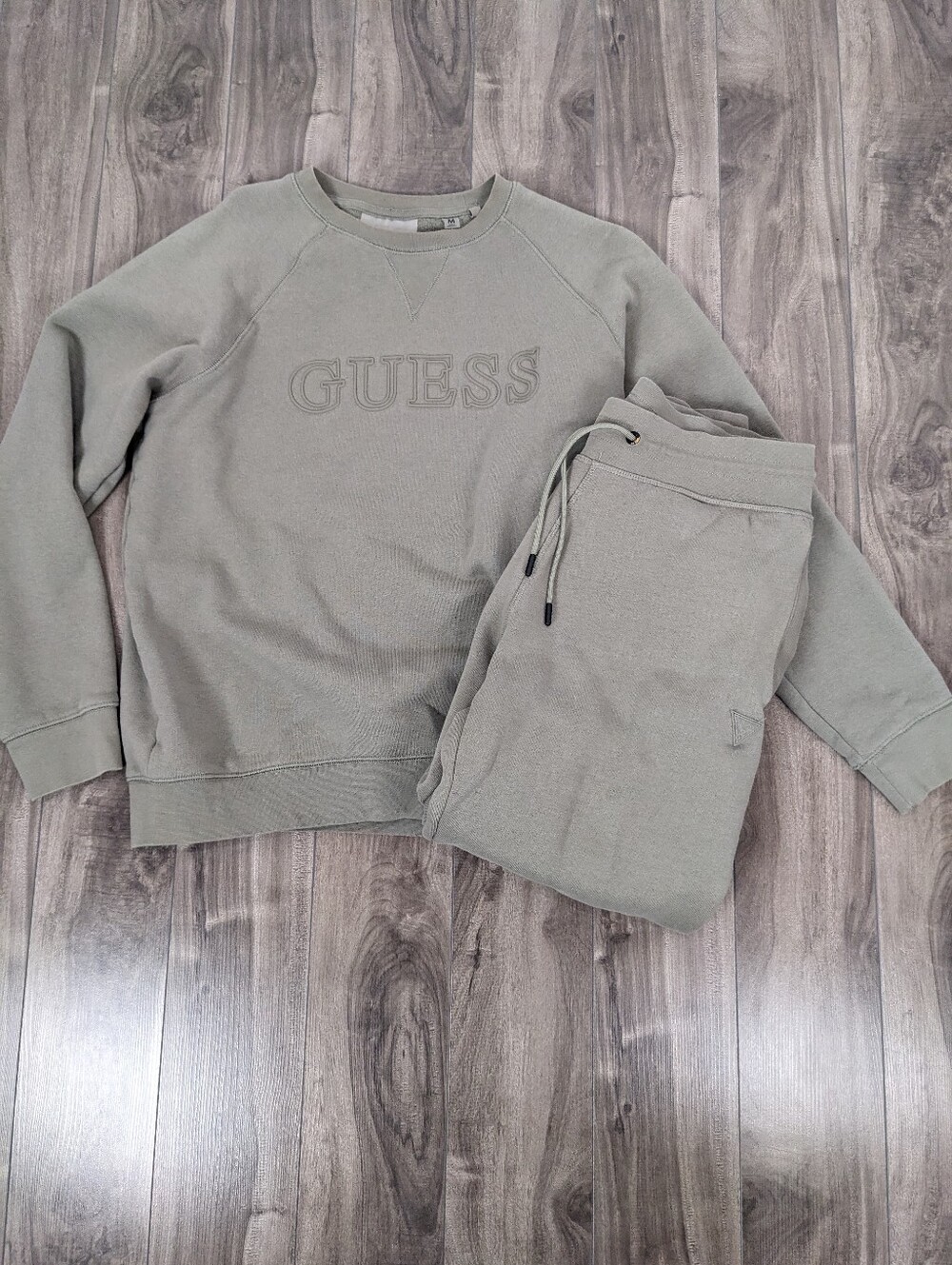Guess Men's Two Piece Sweat Set Faded Olive Green